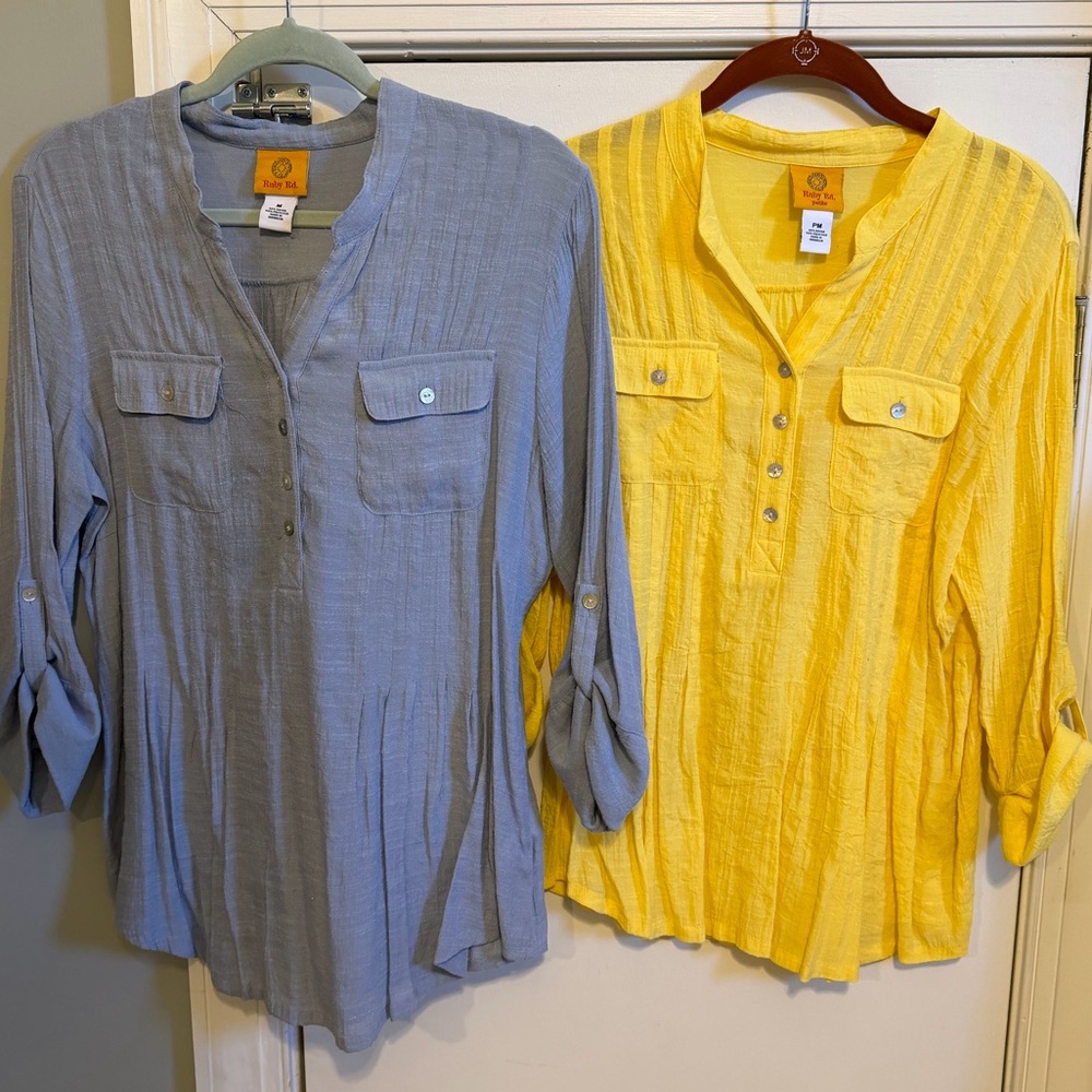 2-Ruby Rd Tops Blue & Yellow Sz M & PM - Picture 9 of 11